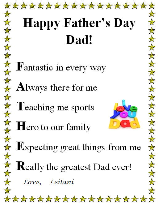 Happy Father S Day Acrostic K 5 Technology Lab