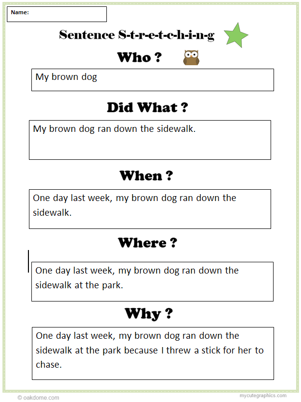 Sentence Stretcher Graphic Organizer | K-5 Computer Lab