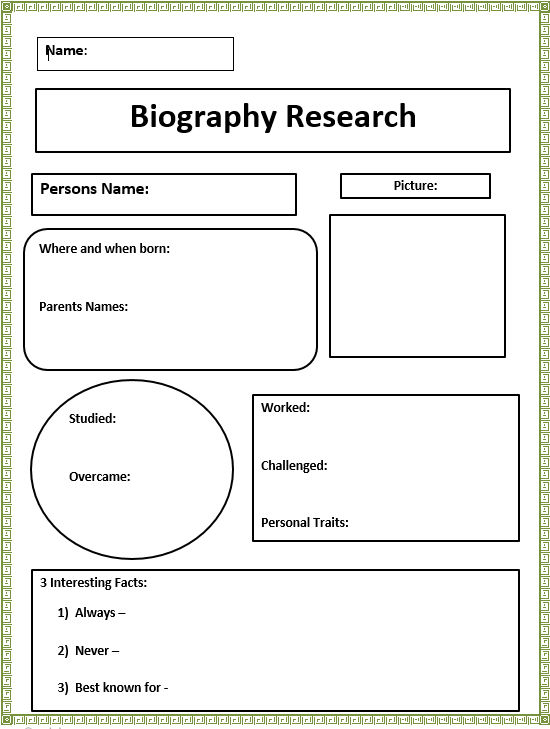 Biography Research Graphic Organizer