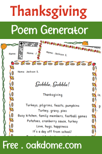 Thanksgiving Poem Generator