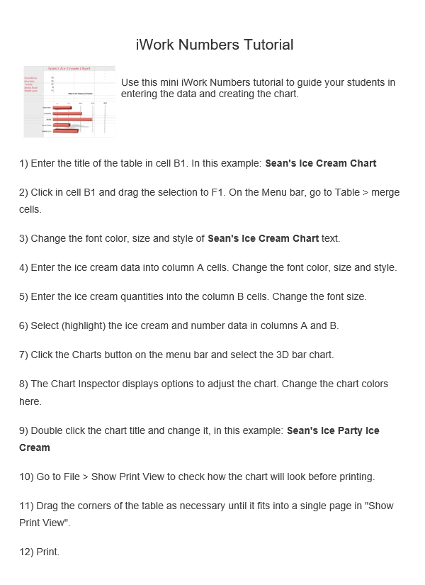 iWork Numbers Bar Chart - Tutorial