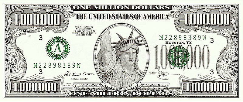 One Million Dollar Bill Printable - Printable Templates