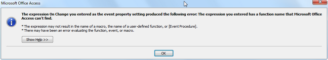 Access Error Message