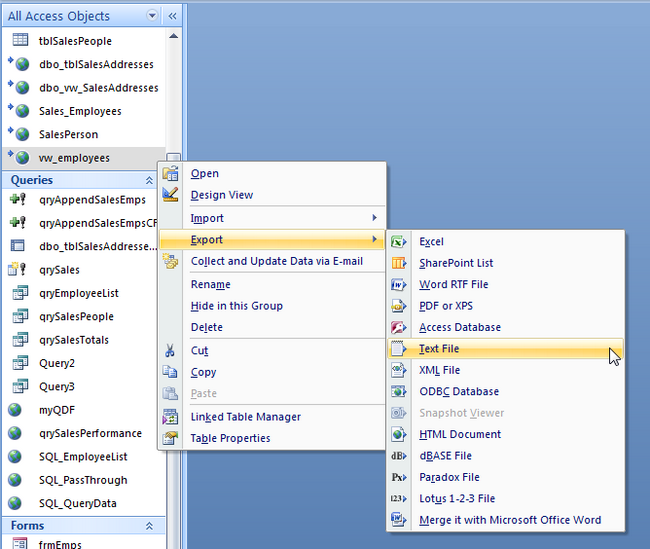 Ms Access Export Specifications And Csv Files 2998