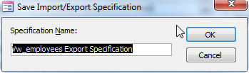 Naming the MS Access Export Specification