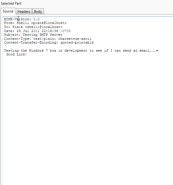 smtp4dev Inspect Message