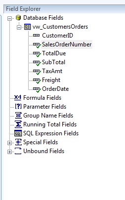 Database Fields for Customer Orders