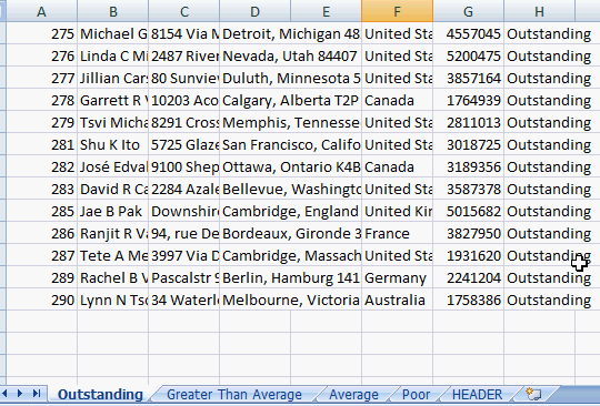 Excel Multi Sheet Data Sets