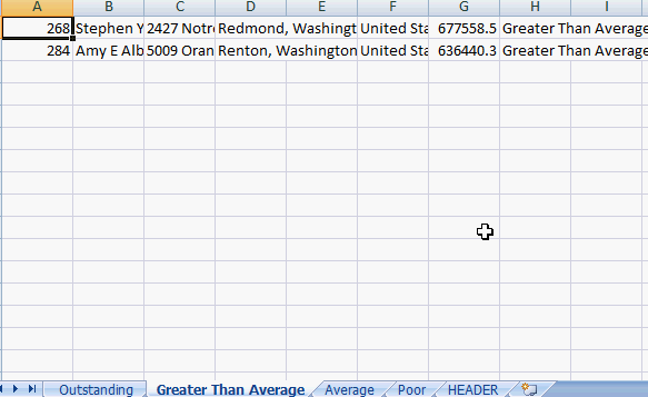 Excel Multi Sheet Data Set