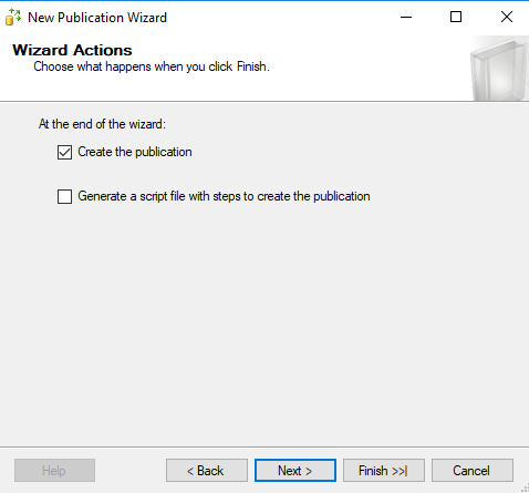 Publication Final Wizard Actions