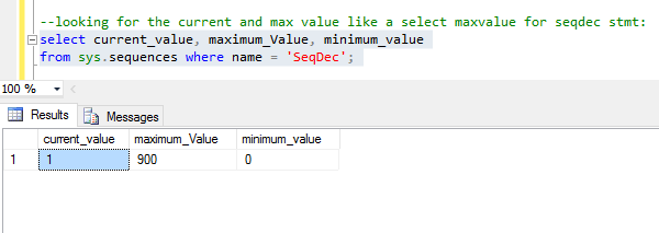 Sys table to view a Sequence