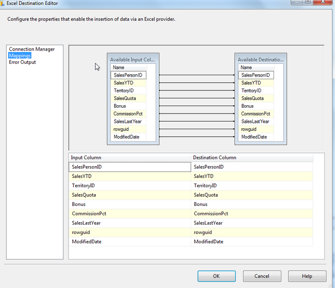 SSIS Match Columns