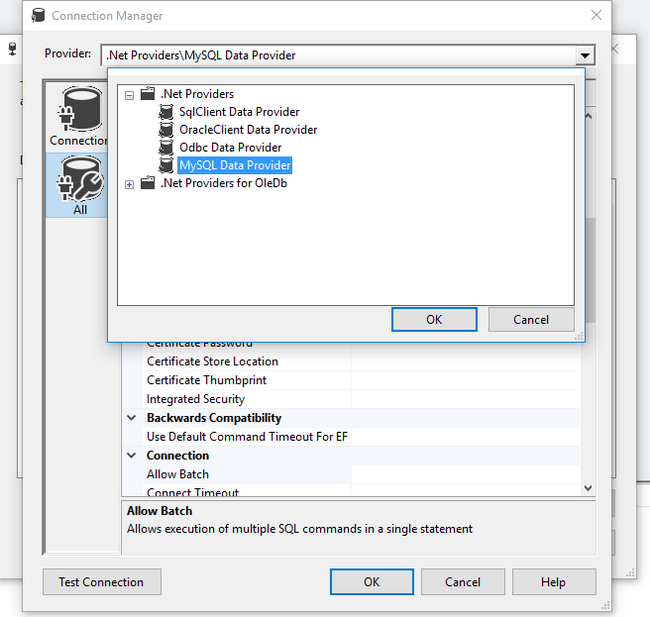 Programming SSIS Visual Studio 2015 Community MySQL Connection