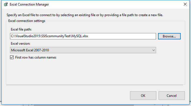 SSIS Excel  Connection Manager