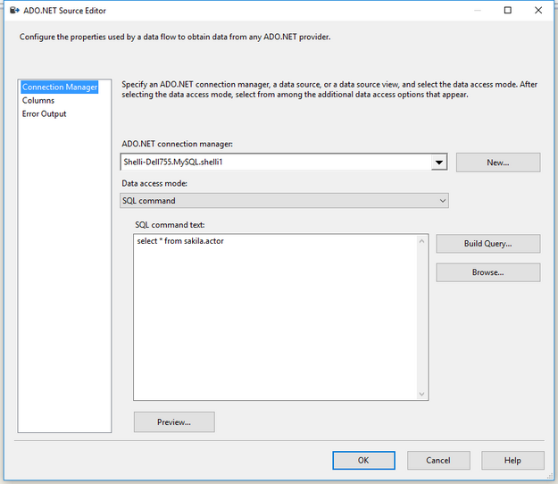 SSIS MySQL Data Connection