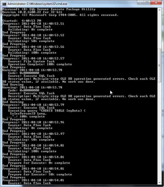 command line - Passing parameters to SSIS Execute process task