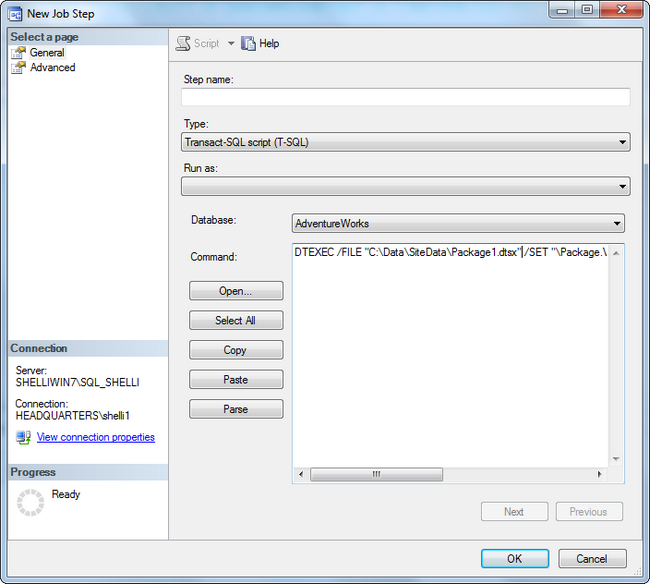 SQL Job Step