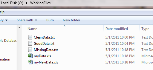 Working Folder with Files