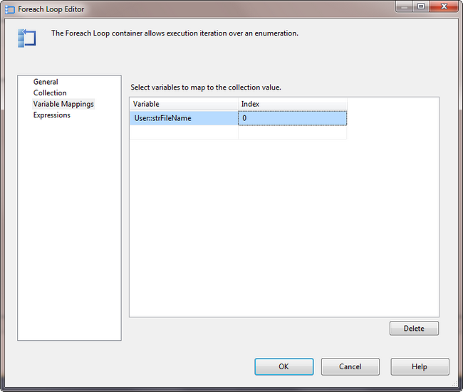 SSIS Variable Mappings