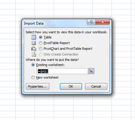 Import Data from SQL Server to Excel
