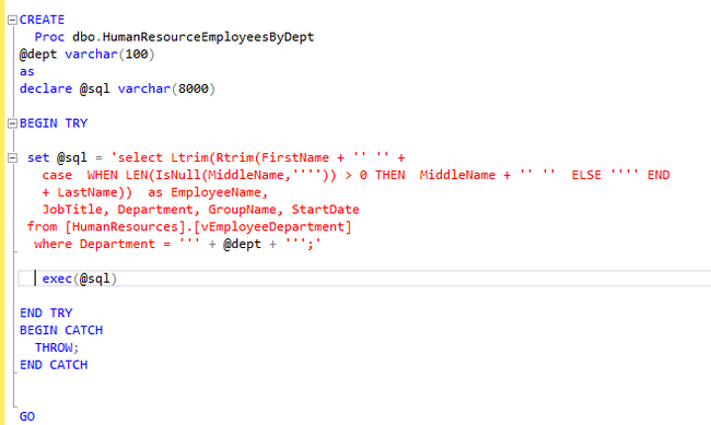 SQL Server Stored Procedure for Data