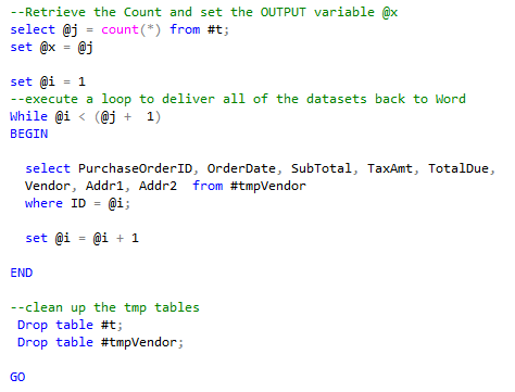 SQL Procedure Loop to return Output variable and the Recordsets for each ID