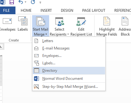 Word Directory Creation for Data Merge