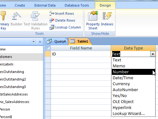 ms excel query table