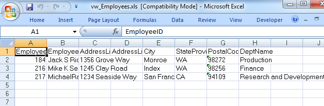 Excel View Results