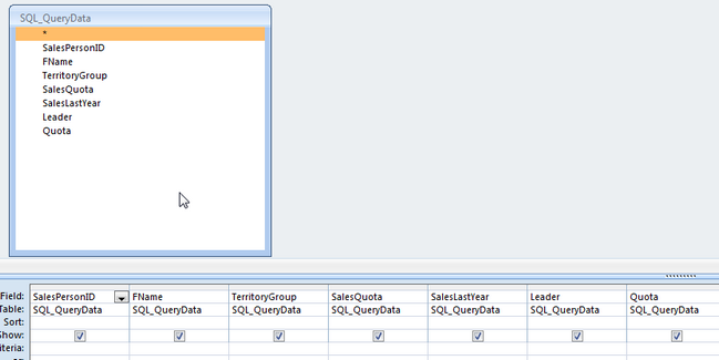 SQL Query used as Recordset in Subform
