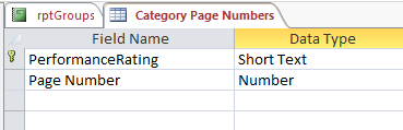 Page Number MS Access Table