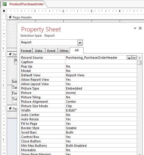 Report Properties Set RecordSource