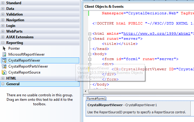 asp net crystal report viewer using static rpt no data source