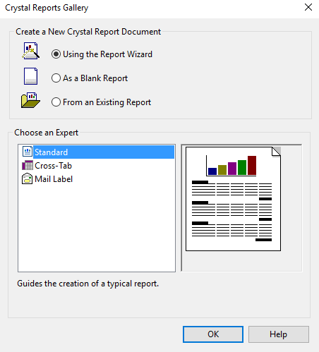 New Crystal Report Window