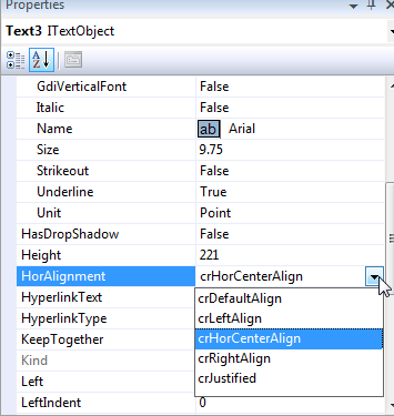 Crystal Reports TextBox Alignment