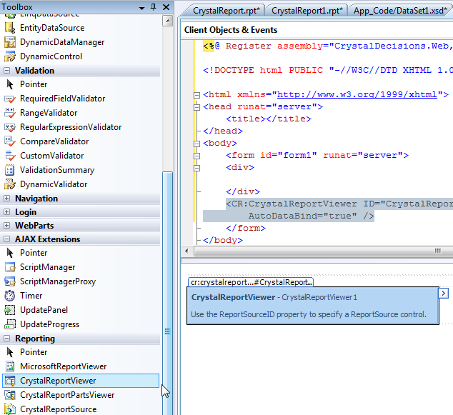 ASP page CrystalReportViewer