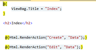Data Index View RenderAction for Create or Edit
