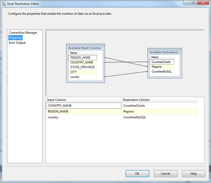 Excel Destination Editor