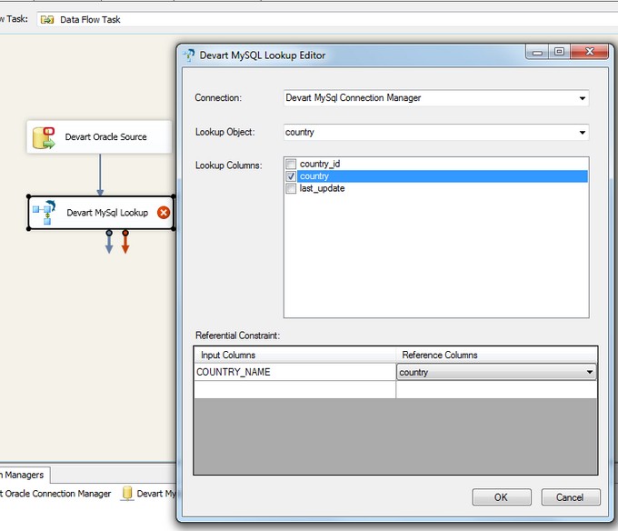 Devart MySQL Lookup Editor mappings