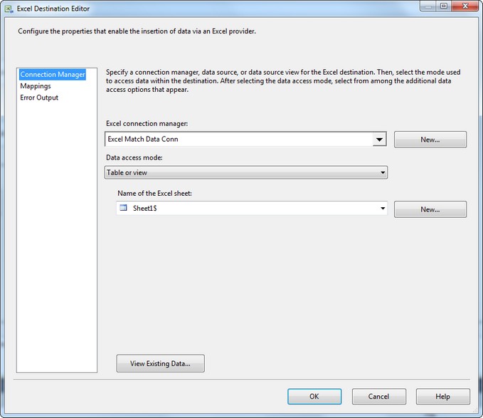 Excel Destination Editor