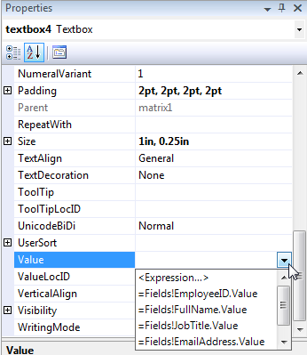 Matrix Values from DataSet