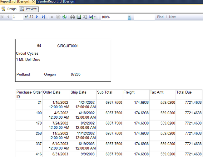 SSRS Preview Report