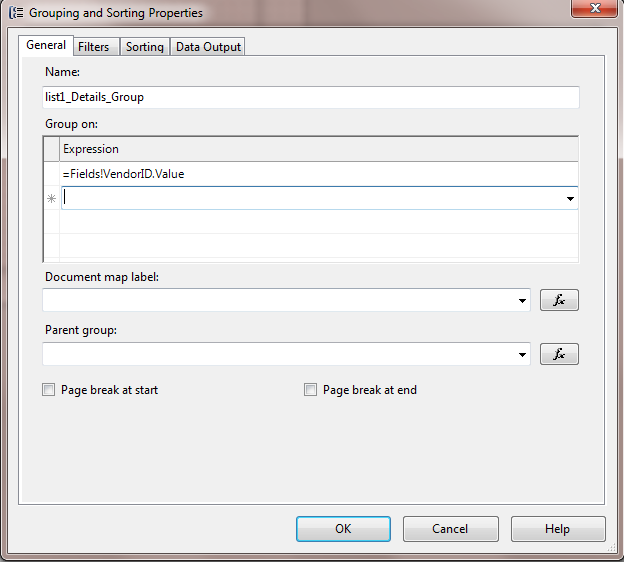 SSRS Grouping Properties