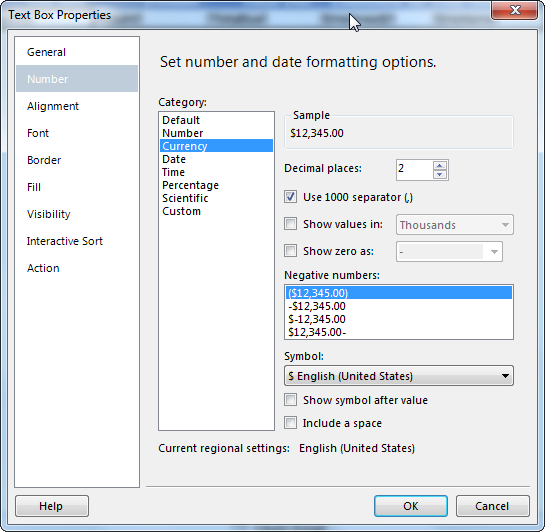 SSRS TextBox Formatting