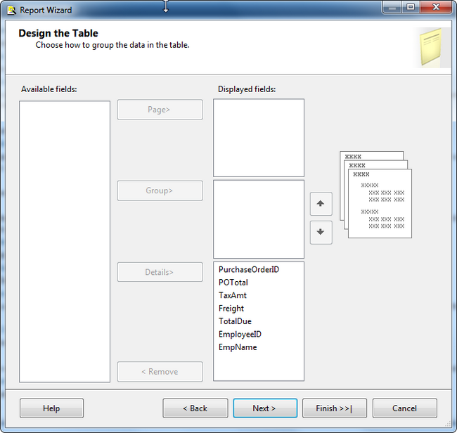 SSRS Table Designer