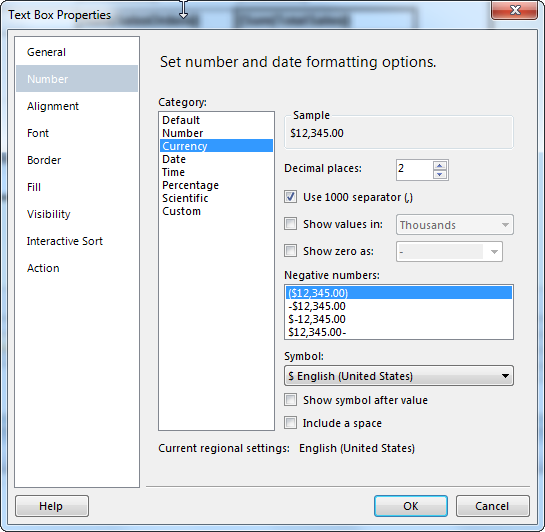SSRS Number and Font Properties