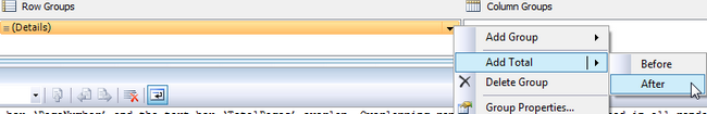 SSRS Adding Row Groups